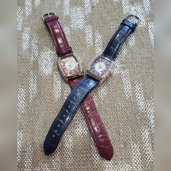 AVON Crystal accents, leather band watches. - Picture 2 of 8